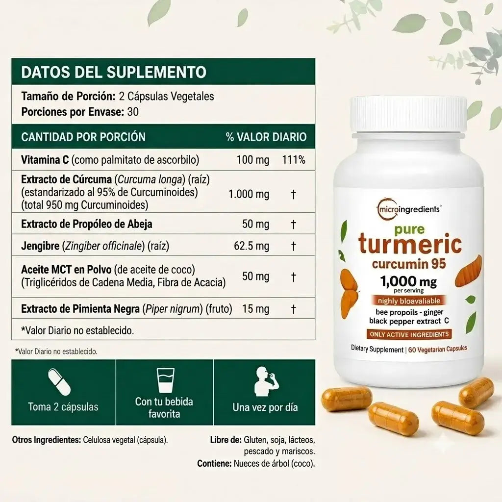 Cápsulas de Cúrcuma | Triple Acción Antiinflamatoria